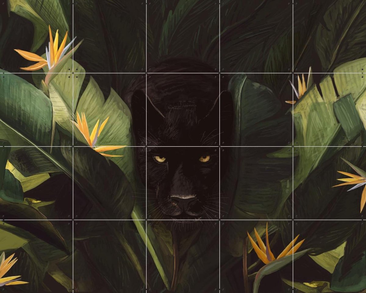 IXXI Hello Panther, Florent Bodart - 100 x 80 cm - Gratis ophangtool - Grote wanddecoratie en posters - Illustraties, Mancave, Woonkamer, Kinderkamer