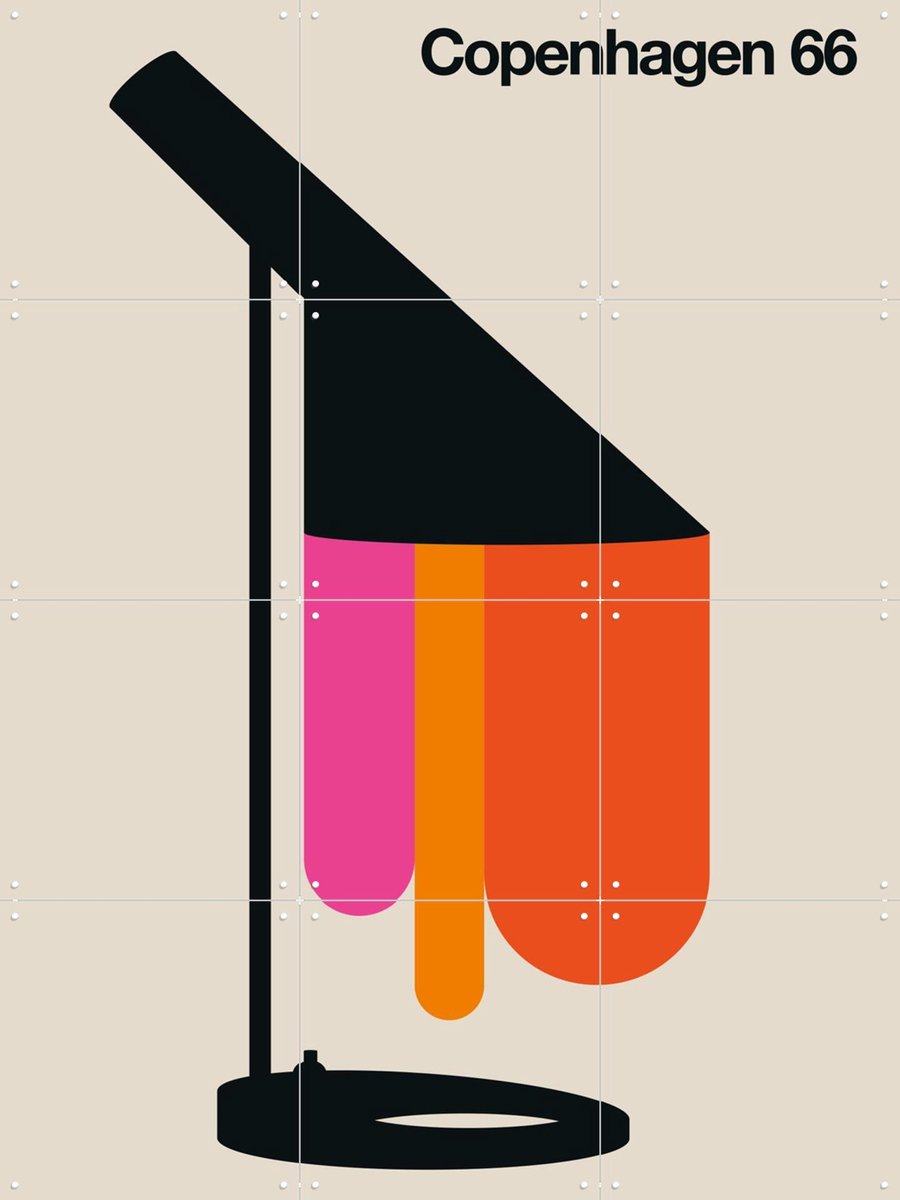 IXXI Copenhagen 66, Bo Lundberg - 60 x 80 cm - Gratis ophangtool - Grote wanddecoratie en posters - Grafisch Ontwerp, Kleurrijk, Geometrische Kunst