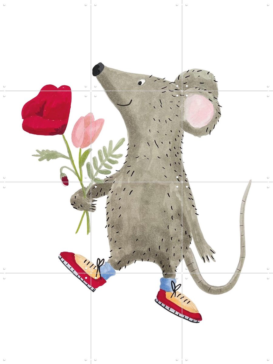 IXXI Klaproos Voor Jou, Adams Arts - 60 x 80 cm - Gratis ophangtool - Grote wanddecoratie en posters - Illustraties, Speels, Fantasierijk, Aquarel