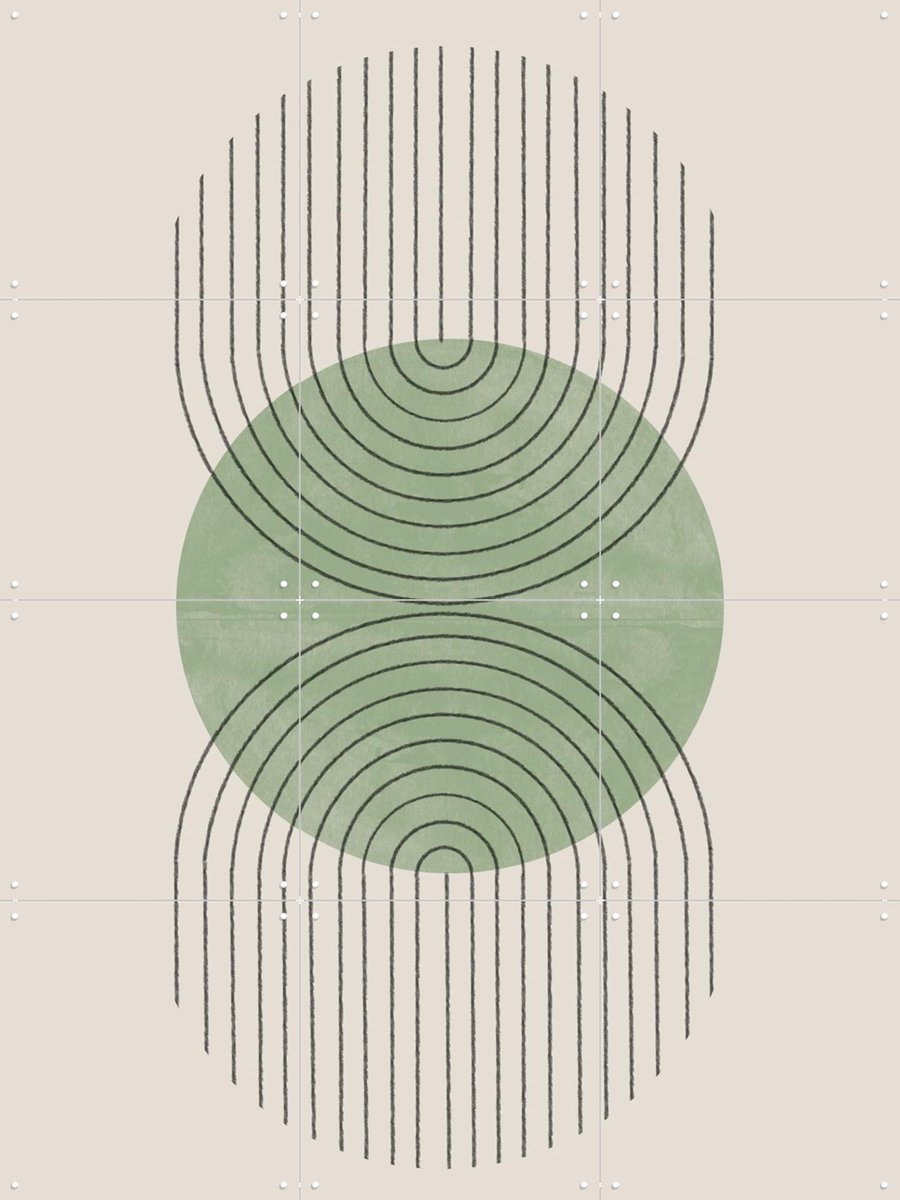 IXXI Perfect Point Green, The Miuus Studio & Various - 60 x 80 cm - Gratis ophangtool - Grote wanddecoratie en posters - Illustraties, Minimalisme