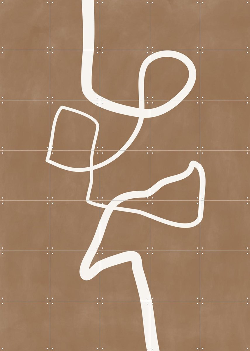 IXXI Brown Single Line Artwork, Elena Ristova & Various - 100 x 140 cm - Gratis ophangtool - Grote wanddecoratie en posters - Abstract, Abstract