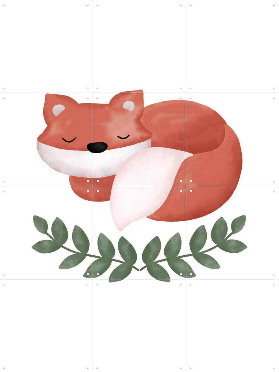 IXXI Fox Serenity, BAINAI - 60 x 80 cm - Gratis ophangtool - Grote wanddecoratie en posters Babykamer, Kinderkamer, Kinderen