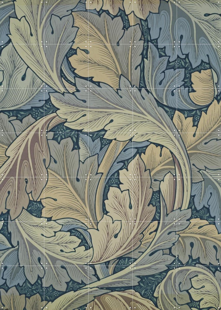 IXXI Acanthus blue, William Morris & Victoria and Albert Museum - 100 x 140 cm - Gratis ophangtool - Grote wanddecoratie en posters - Vintage