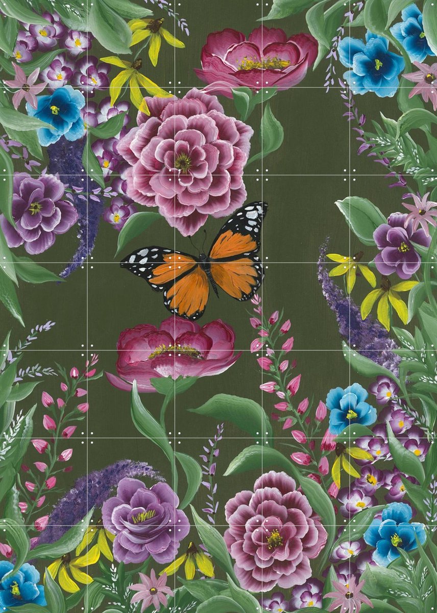 IXXI Whispering Blooms, Lens en penseel door Myrte - 100 x 140 cm - Gratis ophangtool - Grote wanddecoratie en posters - Olieverf, Illustraties