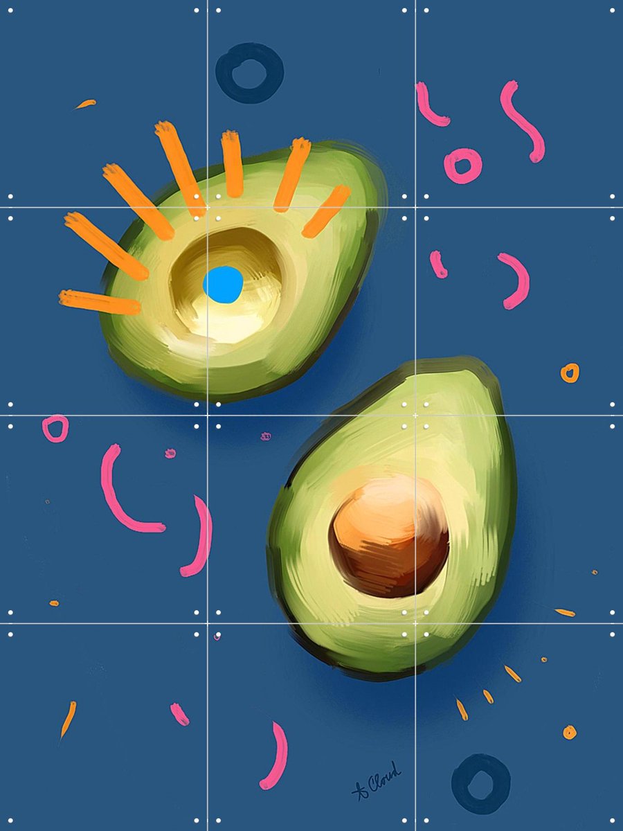 IXXI Healthy Avocados, Pop-art by Tadej - 60 x 80 cm - Gratis ophangtool - Grote wanddecoratie en posters - Kleurrijk, Speels, Pop art, Illustraties