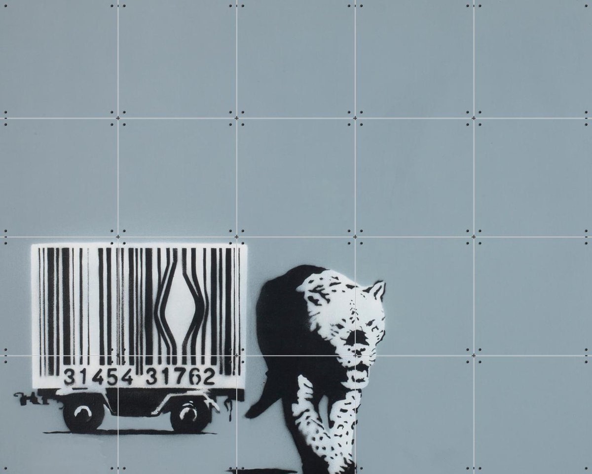 IXXI Barcode Leopard, Made by IXXI - 100 x 80 cm - Gratis ophangtool - Grote wanddecoratie en posters - Pop art, Street art, Illustraties, Mancave