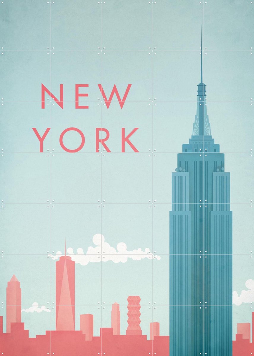 IXXI New York, Henry Rivers - 100 x 140 cm - Gratis ophangtool - Grote wanddecoratie en posters - Typografie, Illustraties, Geometrische Kunst