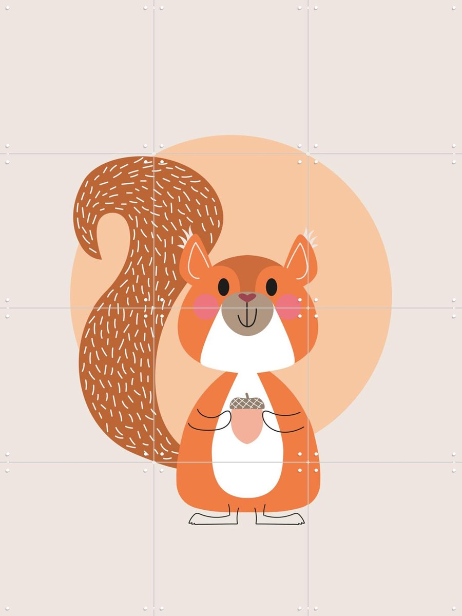 IXXI Squirrel, Jetske Kox - 60 x 80 cm - Gratis ophangtool - Grote wanddecoratie en posters - Digitale Kunst, Cartoonesk, Speels, Illustraties