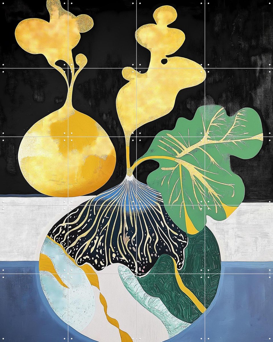 IXXI Rooted Illusion, Artclaud - 80 x 100 cm - Gratis ophangtool - Grote wanddecoratie en posters - Kleurrijk, Geometrische Kunst, Illustraties