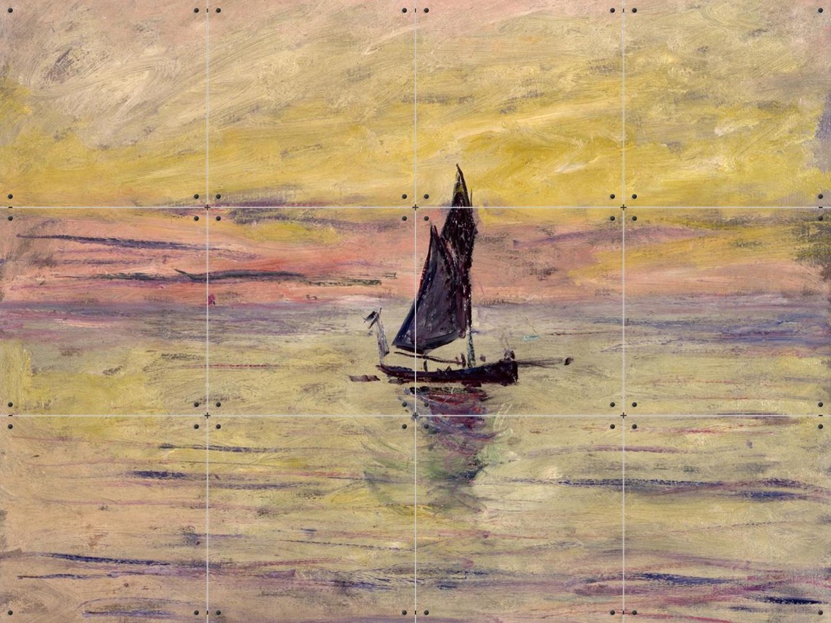 IXXI The Sailing Boat - Evening Effect, Claude Monet & Bridgeman Images - 80 x 60 cm - Gratis ophangtool - Grote wanddecoratie en posters - Kleurrijk