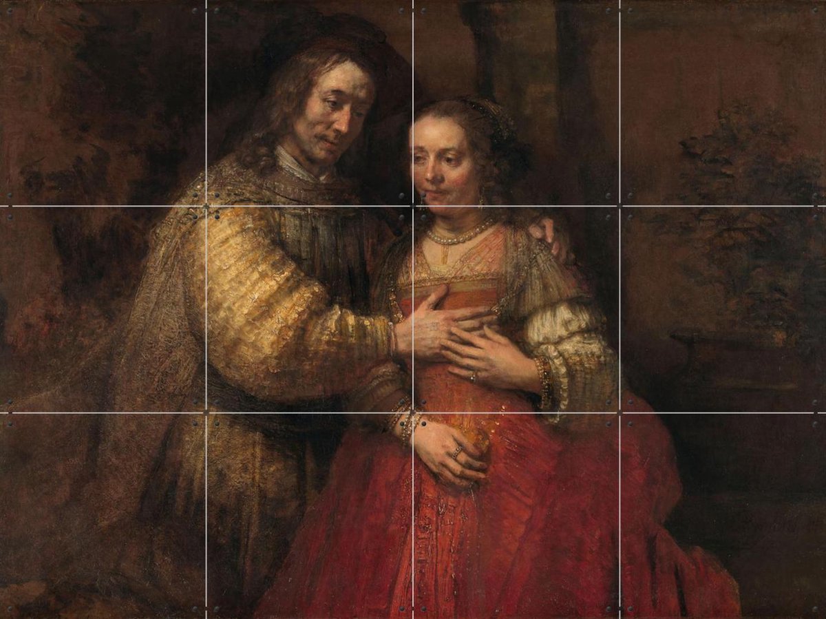 IXXI Isaak en Rebekka, Rembrandt van Rijn & Rijksmuseum - 80 x 60 cm - Gratis ophangtool - Grote wanddecoratie en posters - Klassiek, Olieverf