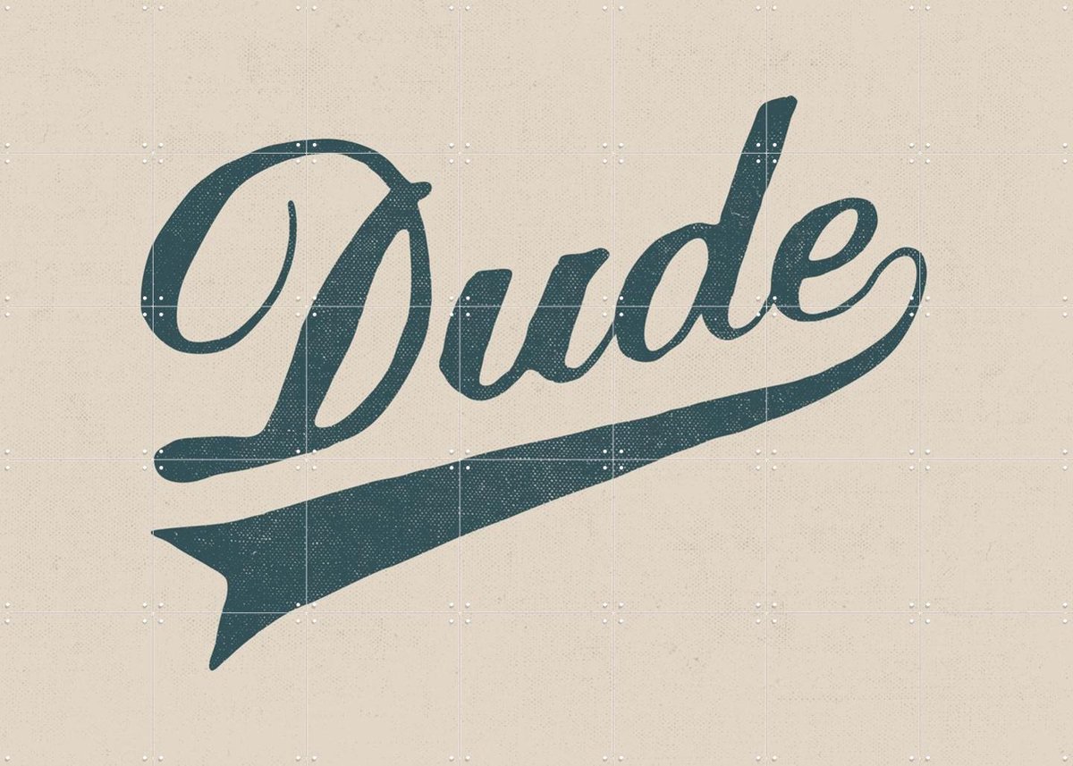 IXXI Dude, Florent Bodart - 140 x 100 cm - Gratis ophangtool - Grote wanddecoratie en posters - Typografie, Grafisch Ontwerp, Vintage, Illustraties