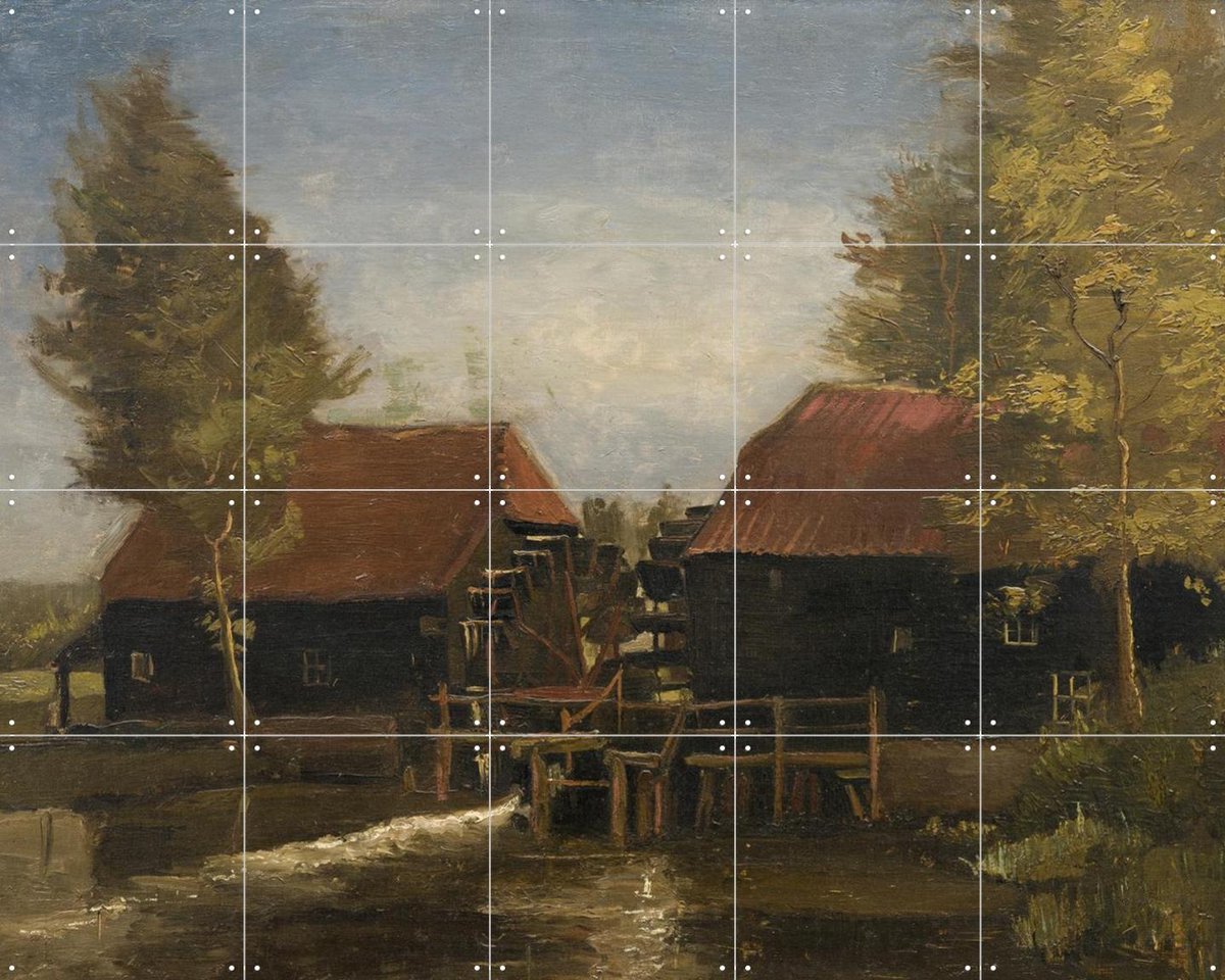 IXXI De Collse watermolen, Vincent van Gogh (1853 - 1890) & Het Noordbrabants Museum - 100 x 80 cm - Gratis ophangtool - Grote wanddecoratie en