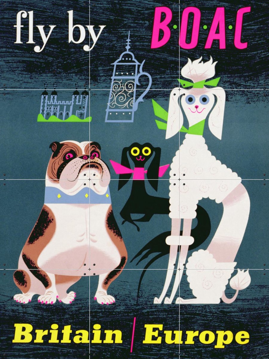 IXXI British Overseas Airways, Bridgeman Images - 60 x 80 cm - Gratis ophangtool - Grote wanddecoratie en posters - Art Deco, Retro, Speels