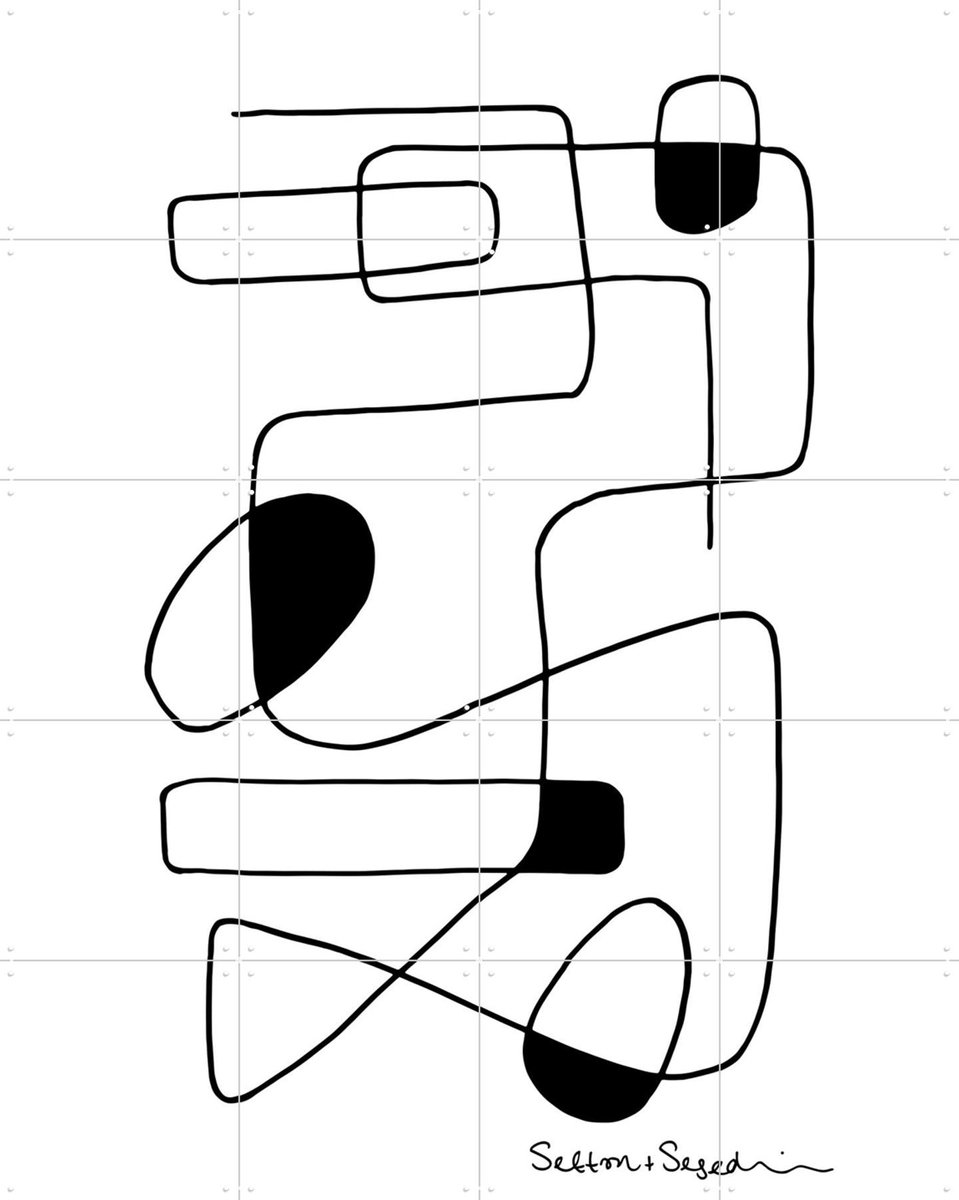 IXXI Linework white, Sefton & Segedin - 80 x 100 cm - Gratis ophangtool - Grote wanddecoratie en posters - Abstract, Grafisch Ontwerp, Line art