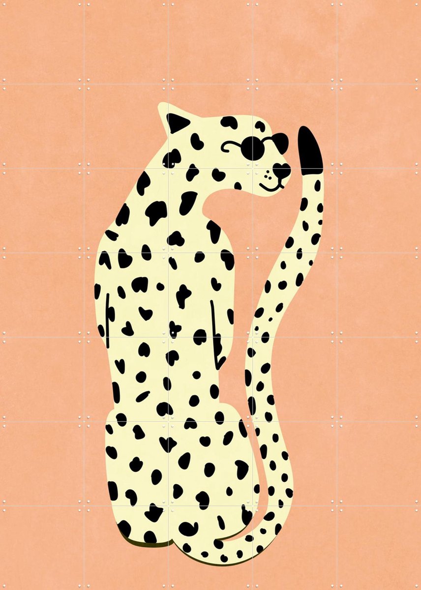 IXXI Cool Wildcat, Raissa Oltmanns - 100 x 140 cm - Gratis ophangtool - Grote wanddecoratie en posters - Grafisch Ontwerp, Cartoonesk, Speels
