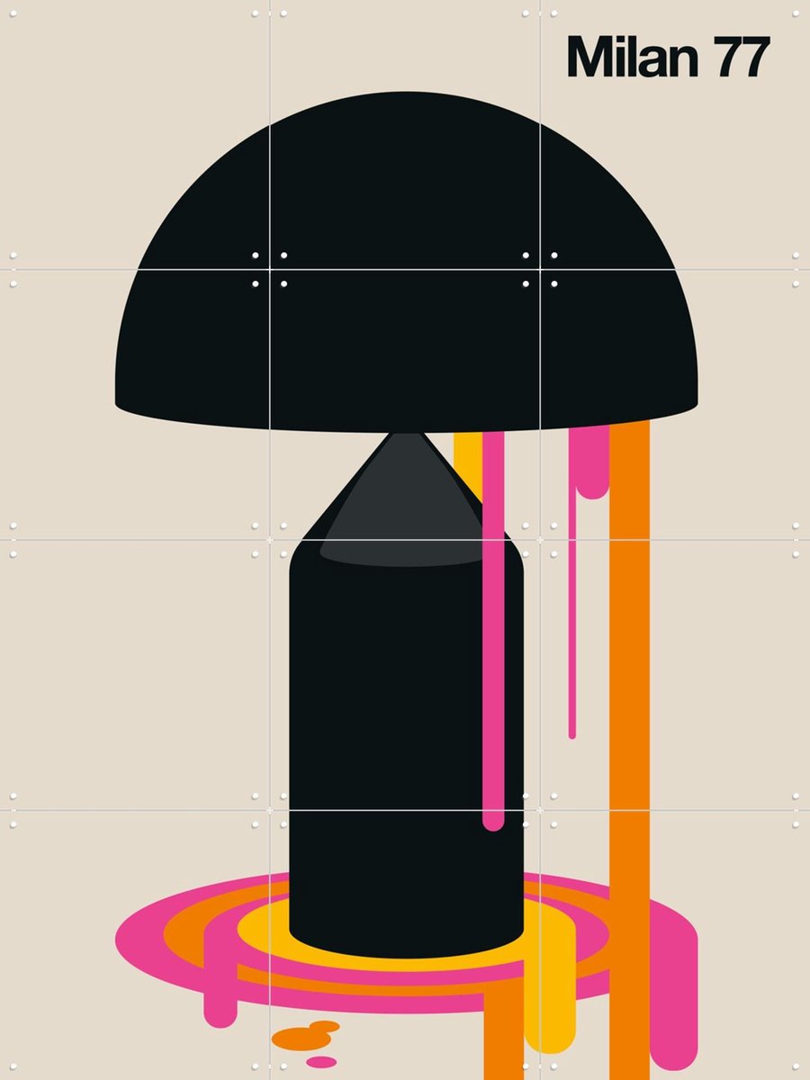 IXXI Milan 77, Bo Lundberg - 60 x 80 cm - Gratis ophangtool - Grote wanddecoratie en posters - Geometrische Kunst, Minimalisme, Kleurrijk, Digitale