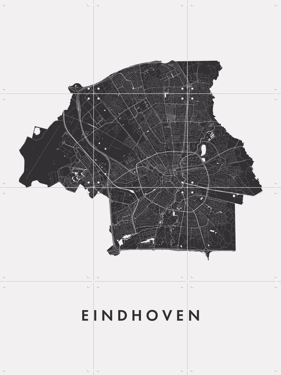 IXXI Eindhoven City Map, Kunst in Kaart - 60 x 80 cm - Gratis ophangtool - Grote wanddecoratie en posters - Grafisch Ontwerp, Geometrische Kunst, Line