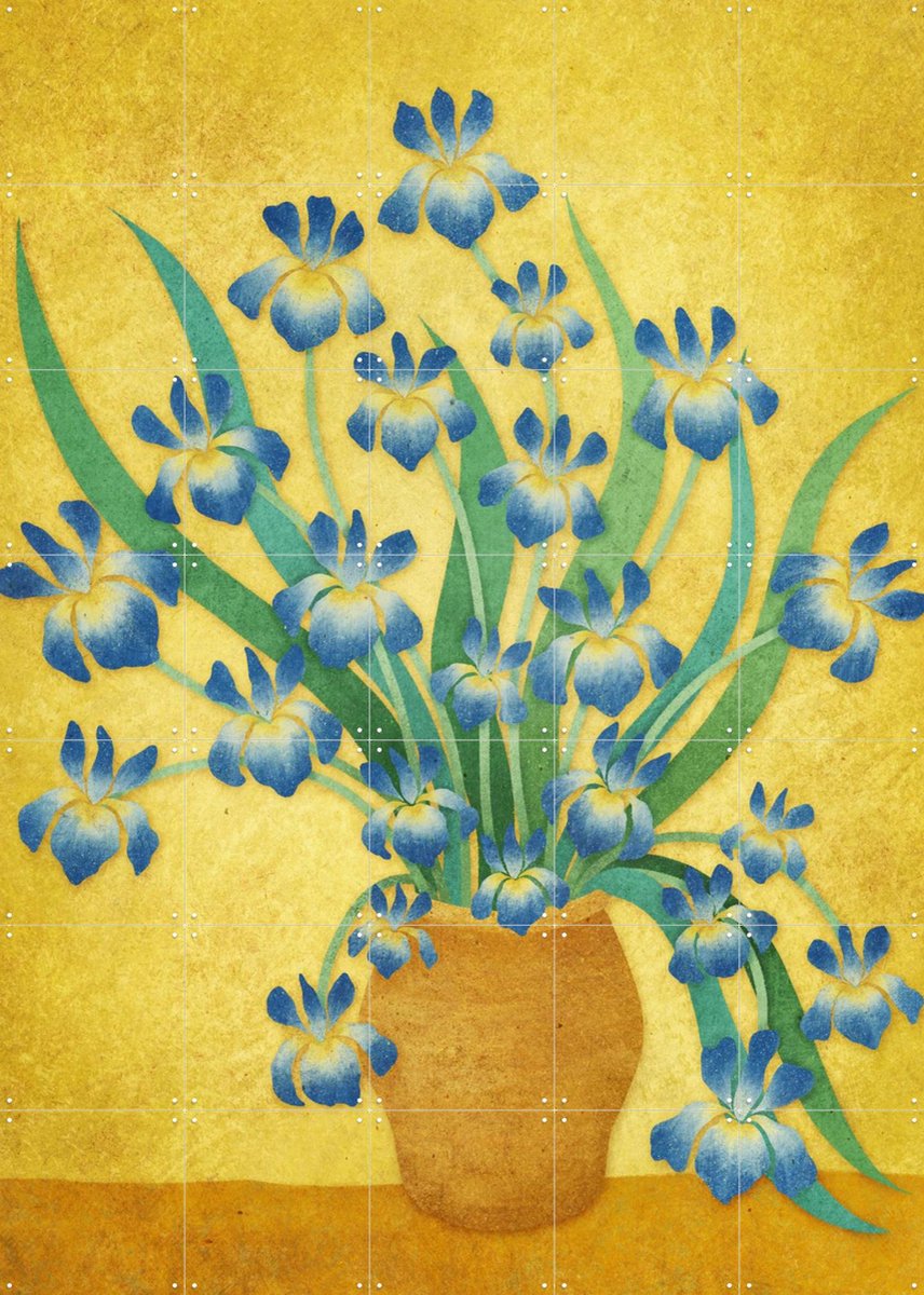 IXXI Irises, Rebecca Flaherty & Van Gogh 21st Century - 100 x 140 cm - Gratis ophangtool - Grote wanddecoratie en posters - Klassiek, Illustraties