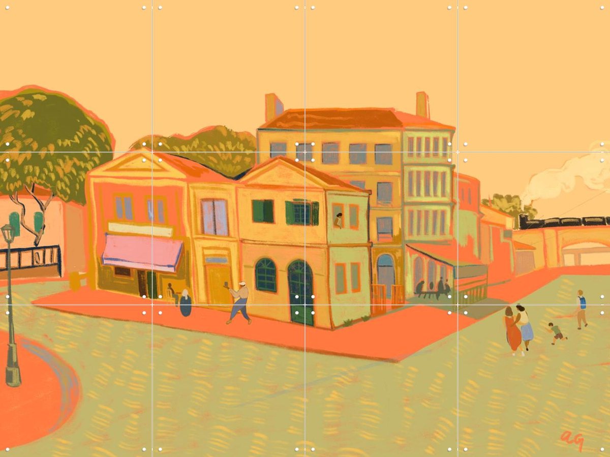 IXXI The Yellow House, Arty Guava & Van Gogh 21st Century - 80 x 60 cm - Gratis ophangtool - Grote wanddecoratie en posters - Kleurrijk, Digitale