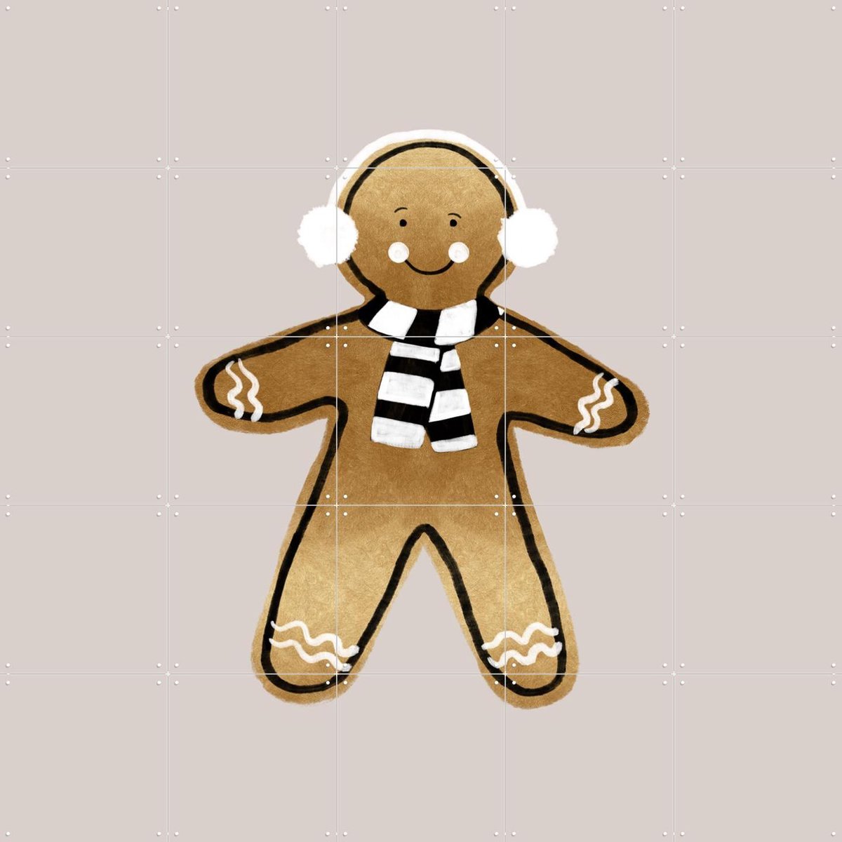 IXXI Xmas Gingerbread Man, Orara Studio & Various - 100 x 100 cm - Gratis ophangtool - Grote wanddecoratie en posters - Illustraties, Cartoonesk