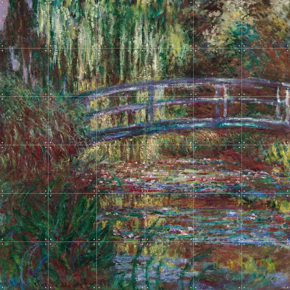 IXXI The Water Lily Pond, Claude Monet & Museum of Fine Arts Boston - 120 x 120 cm - Gratis ophangtool - Grote wanddecoratie en posters - Olieverf