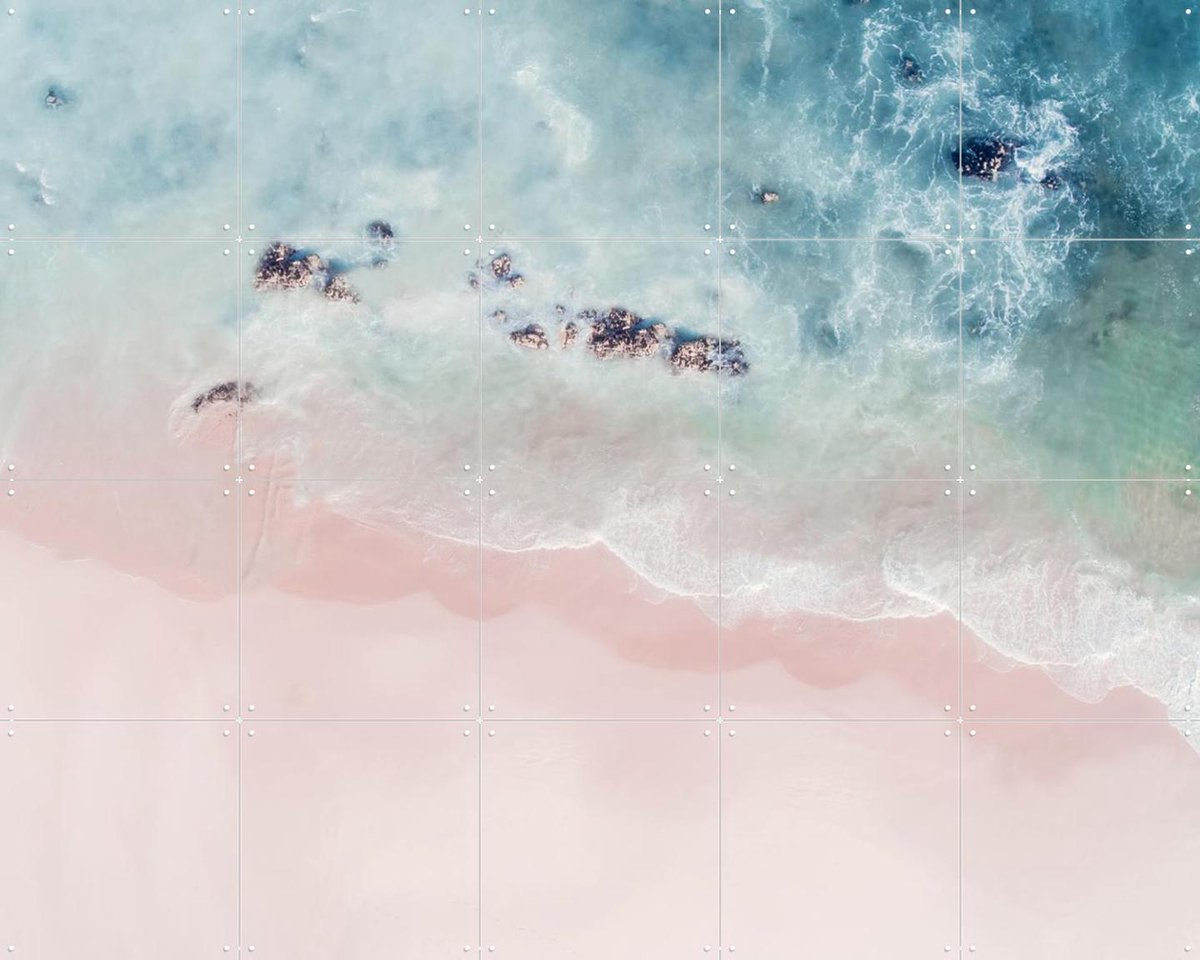 IXXI Aerial Ocean Pink Sand, Ingrid Beddoes - 100 x 80 cm - Gratis ophangtool - Grote wanddecoratie en posters - Abstract, Fotografie, Kleurrijk