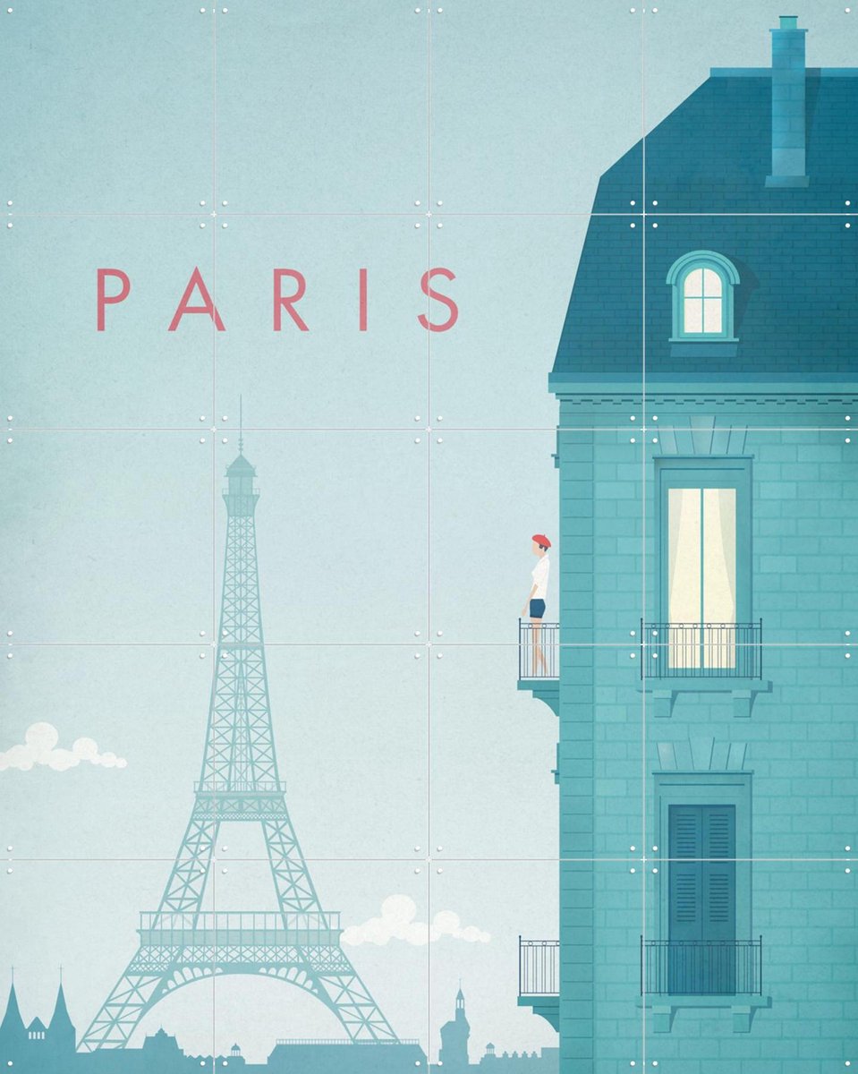 IXXI Paris, Henry Rivers - 80 x 100 cm - Gratis ophangtool - Grote wanddecoratie en posters - Illustraties, Digitale Kunst, Kleurrijk, Minimalisme