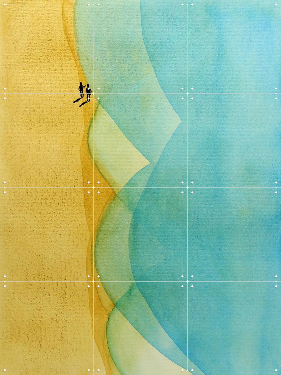 IXXI The Beach Walk, Natalie Bruns - 60 x 80 cm - Gratis ophangtool - Grote wanddecoratie en posters - Minimalisme, Abstract, Aquarel, Kleurrijk