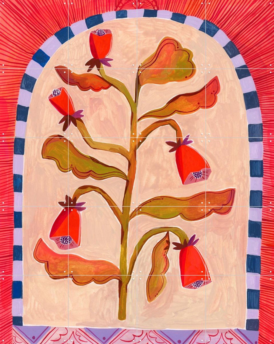 IXXI Bloem, Lena Addink - 80 x 100 cm - Gratis ophangtool - Grote wanddecoratie en posters - Decoratieve kunsten, Kleurrijk, Illustraties, Gemengde