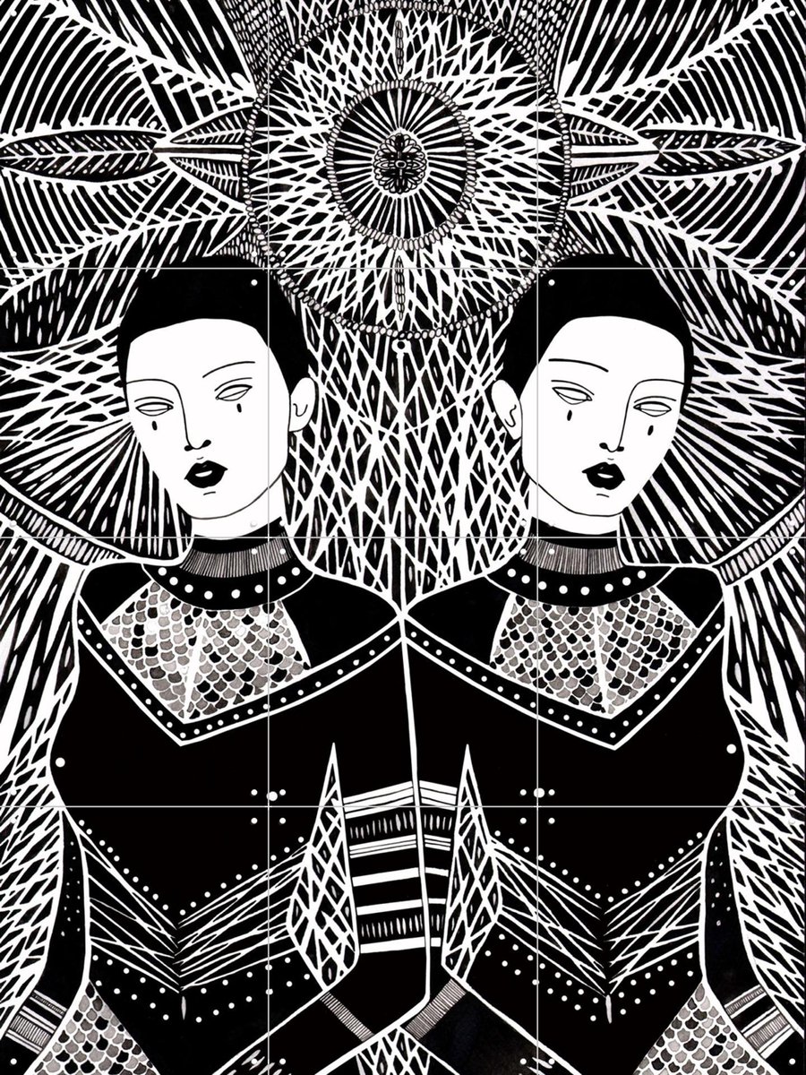 IXXI Double Intentions, Sasha Ignatiadou - 60 x 80 cm - Gratis ophangtool - Grote wanddecoratie en posters - Line art, Illustraties, Woonkamer