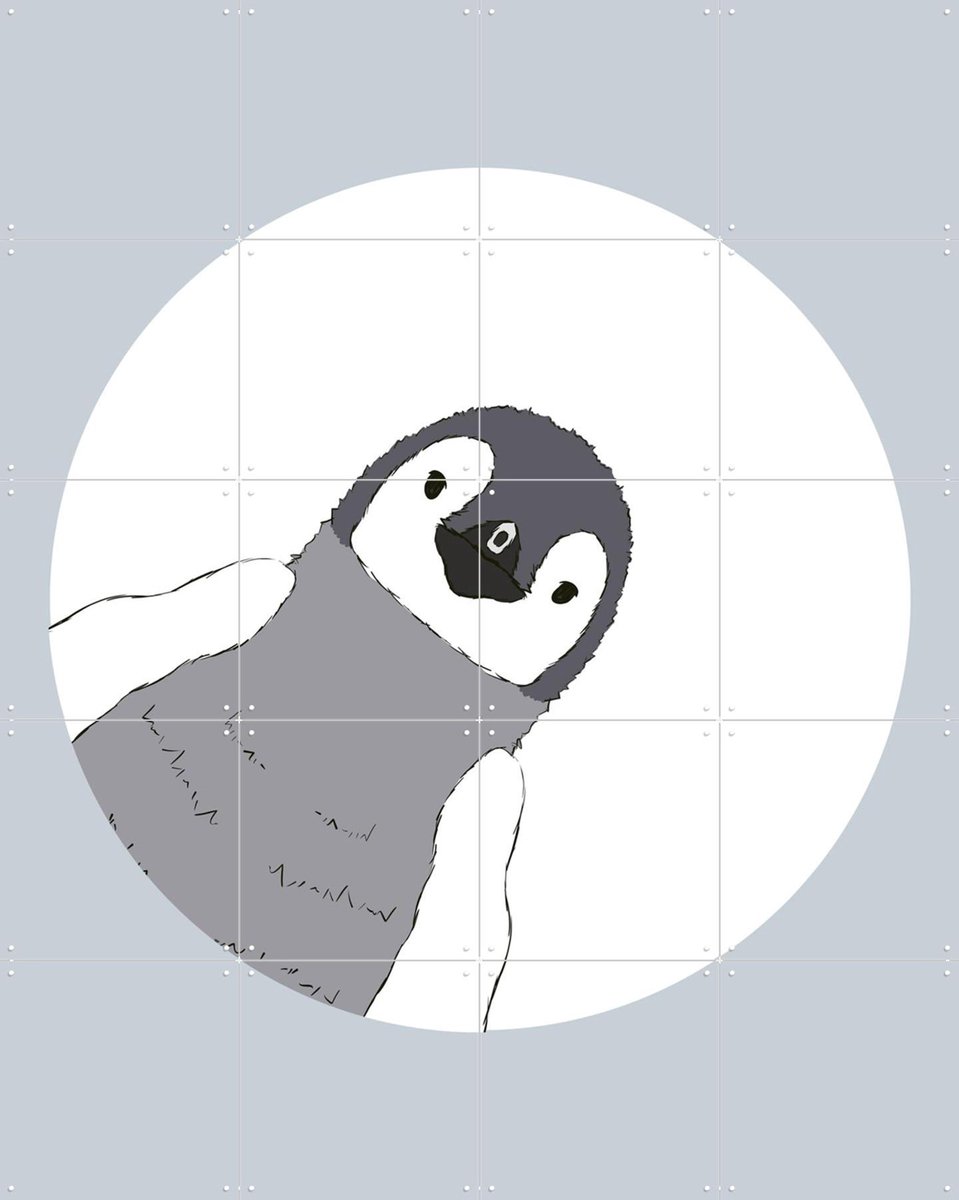 IXXI Pinguin Peek, BAINAI - 80 x 100 cm - Gratis ophangtool - Grote wanddecoratie en posters - Minimalisme, Cartoonesk, Speels, Grafisch Ontwerp