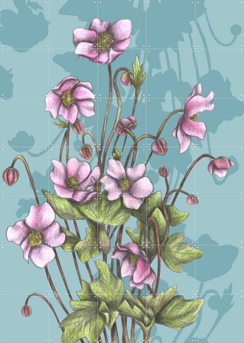 IXXI Winter Anemones, Cecilia Battaini - 100 x 140 cm - Gratis ophangtool - Grote wanddecoratie en posters - Aquarel, Naturalisme, Illustraties