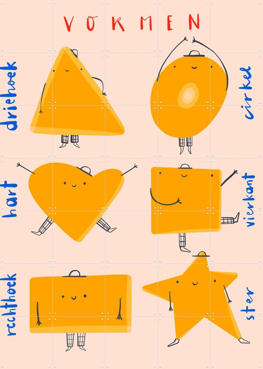 IXXI Vormen, Gozde - 100 x 140 cm - Gratis ophangtool - Grote wanddecoratie en posters Studeerkamer, Kinderkamer, Educatief