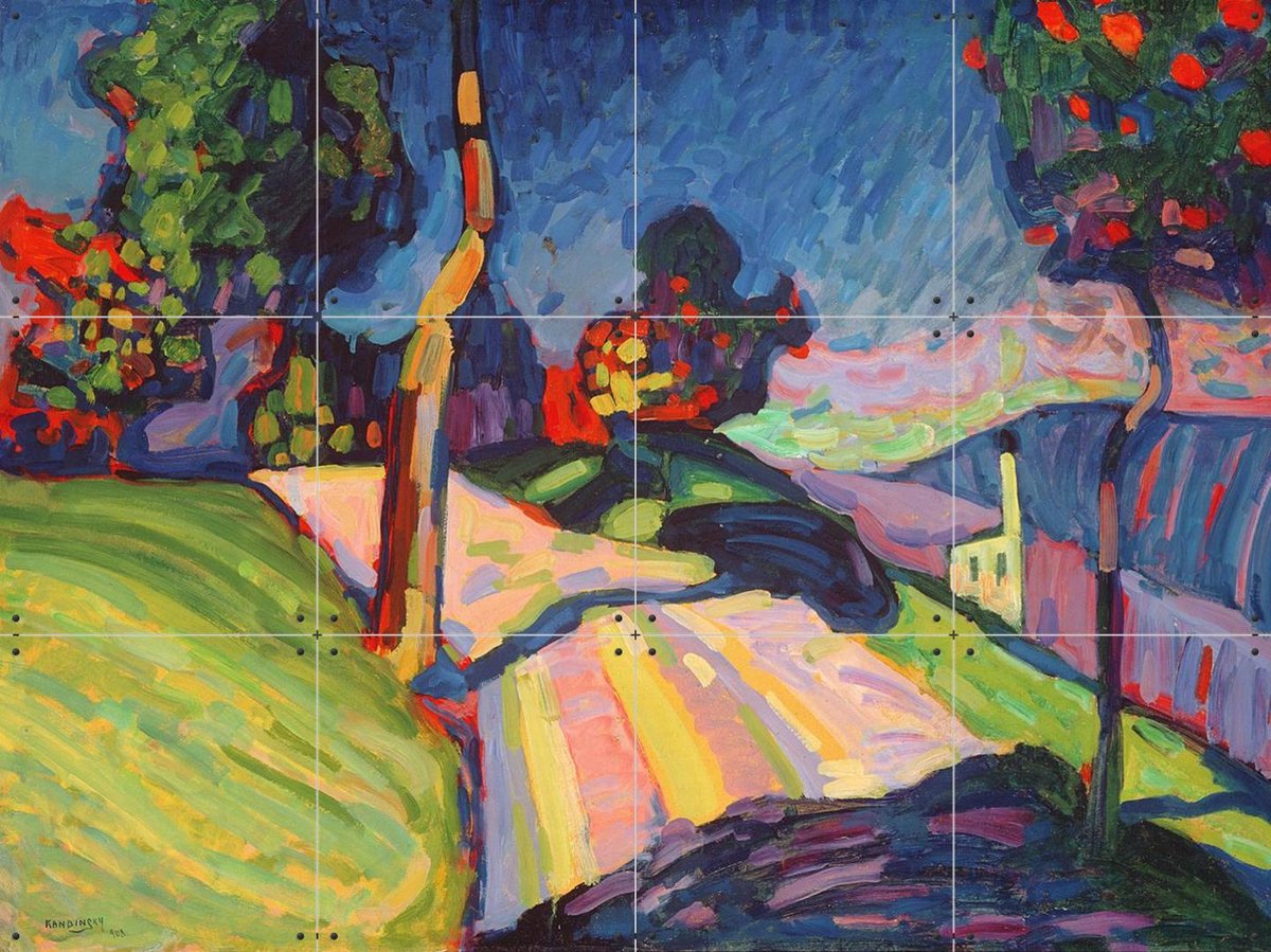 IXXI Autumn Landscape, Kandinsky & Bridgeman Images - 80 x 60 cm - Gratis ophangtool - Grote wanddecoratie en posters - Kleurrijk, Olieverf, Abstract