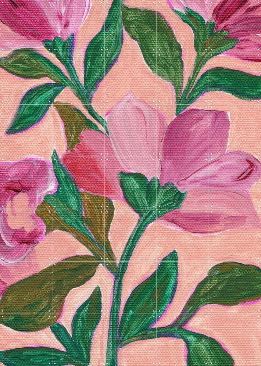 IXXI Pink Blossoms, Nikita Jariwala & Various - 100 x 140 cm - Gratis ophangtool - Grote wanddecoratie en posters - Impressionisme, Olieverf