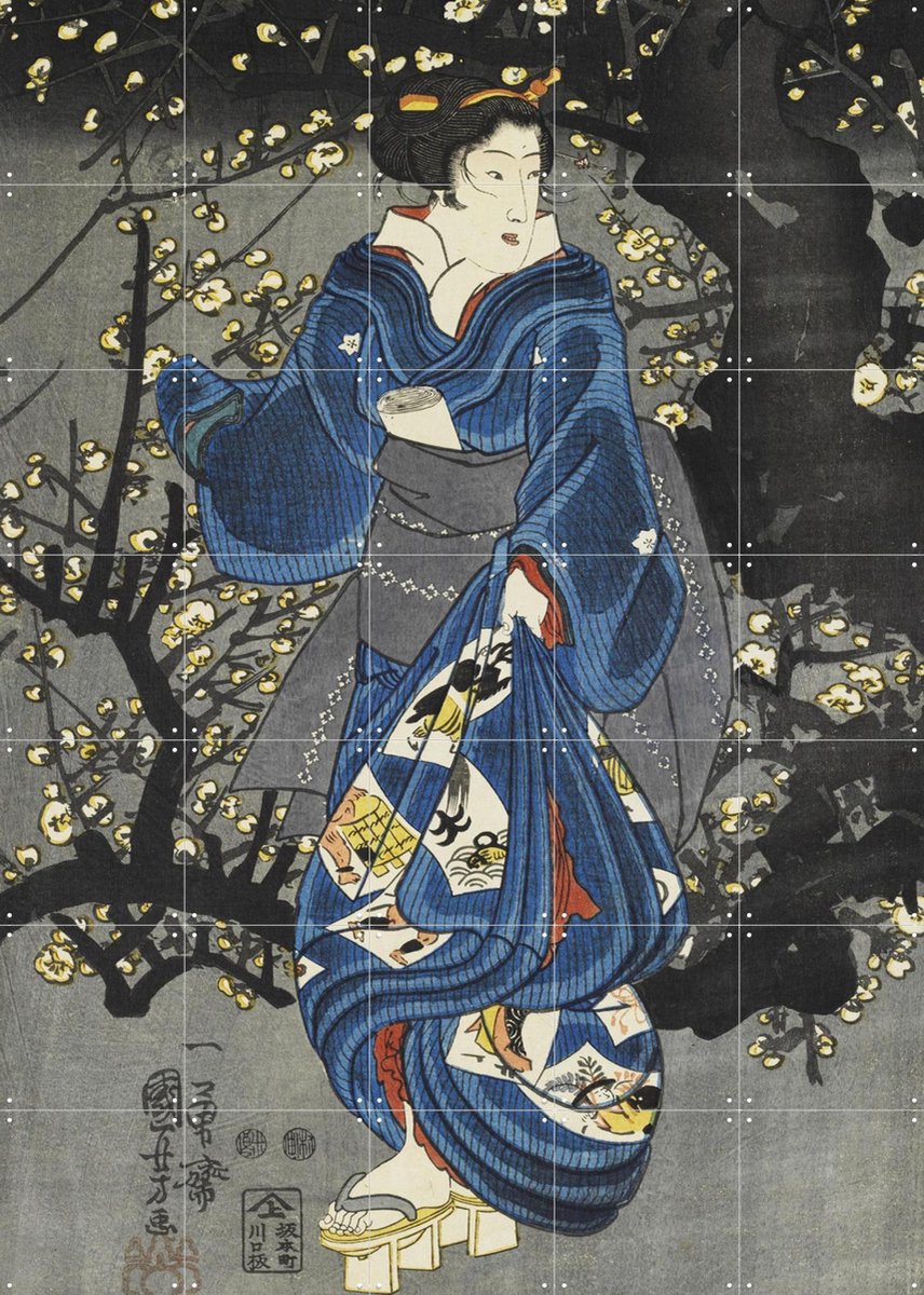 IXXI Plum blossoms at night, Utagawa Kuniyoshi & Victoria and Albert Museum - 100 x 140 cm - Gratis ophangtool - Grote wanddecoratie en posters -