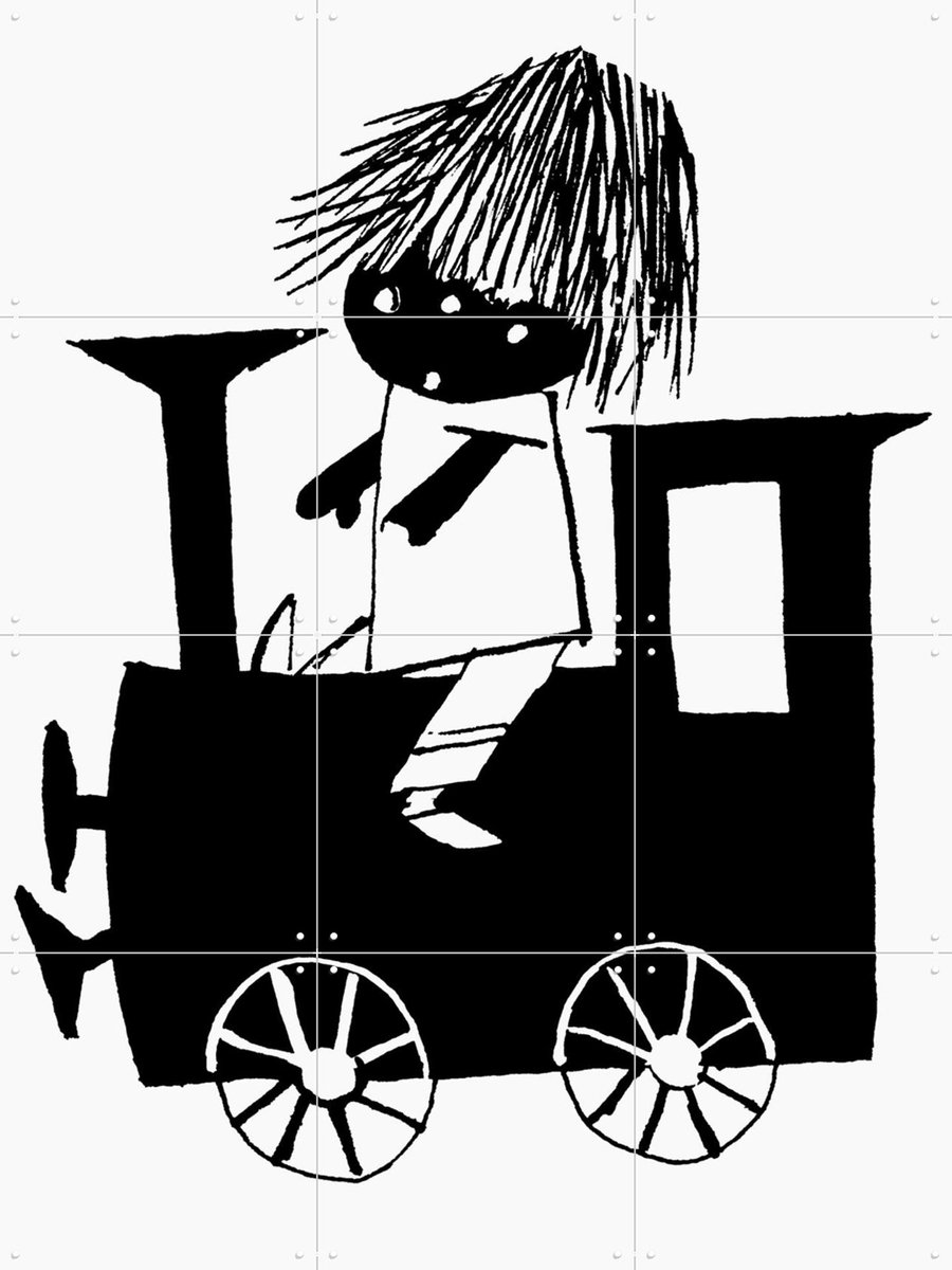 IXXI Trein, Fiep Westendorp - 60 x 80 cm - Gratis ophangtool - Grote wanddecoratie en posters - Cartoonesk, Speels, Illustraties, Kinderkamer