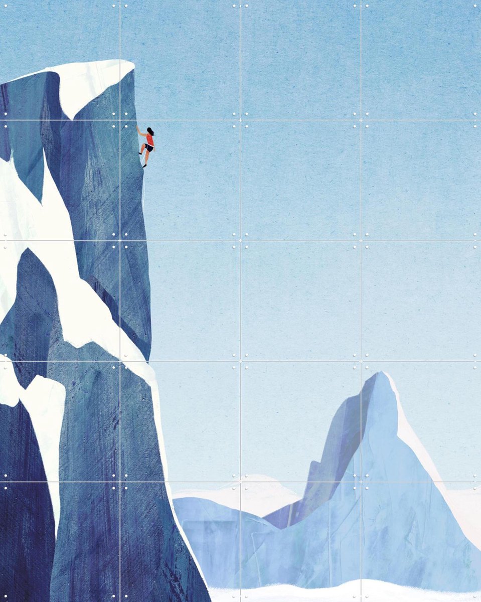 IXXI Mountain Climbing, Henry Rivers - 80 x 100 cm - Gratis ophangtool - Grote wanddecoratie en posters - Illustraties, Grafisch Ontwerp, Minimalisme