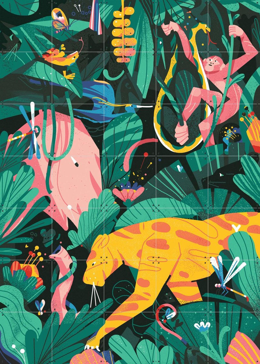 IXXI Jungle 2, Studio Muti - 100 x 140 cm - Gratis ophangtool - Grote wanddecoratie en posters - Speels, Grafisch Ontwerp, Digitale Kunst
