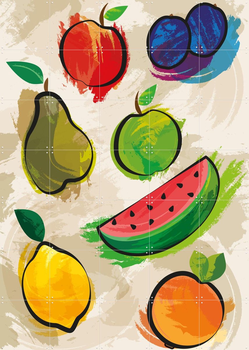IXXI Fruits, Markus Laible - 100 x 140 cm - Gratis ophangtool - Grote wanddecoratie en posters - Speels, Pop art, Illustraties, Gemengde Technieken
