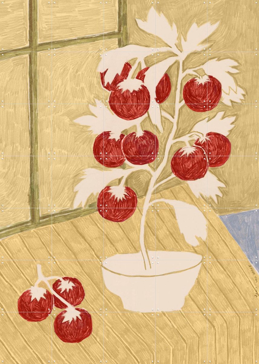 IXXI Tomatoes, Anouk van Cleef - 100 x 140 cm - Gratis ophangtool - Grote wanddecoratie en posters - Speels, Illustraties, Kleurrijk, Keuken