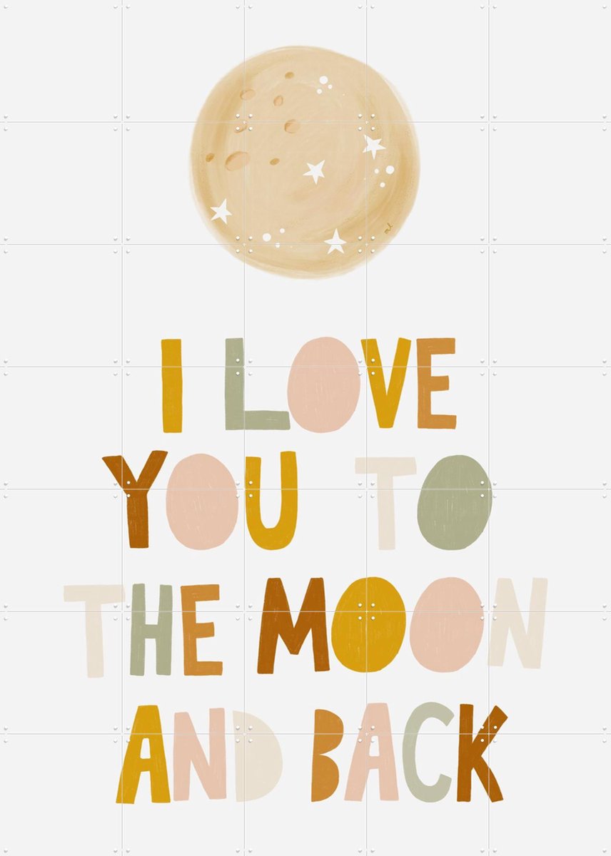 IXXI To The Moon and Back, Menina Lisboa & Various - 100 x 140 cm - Gratis ophangtool - Grote wanddecoratie en posters - Kleurrijk, Typografie