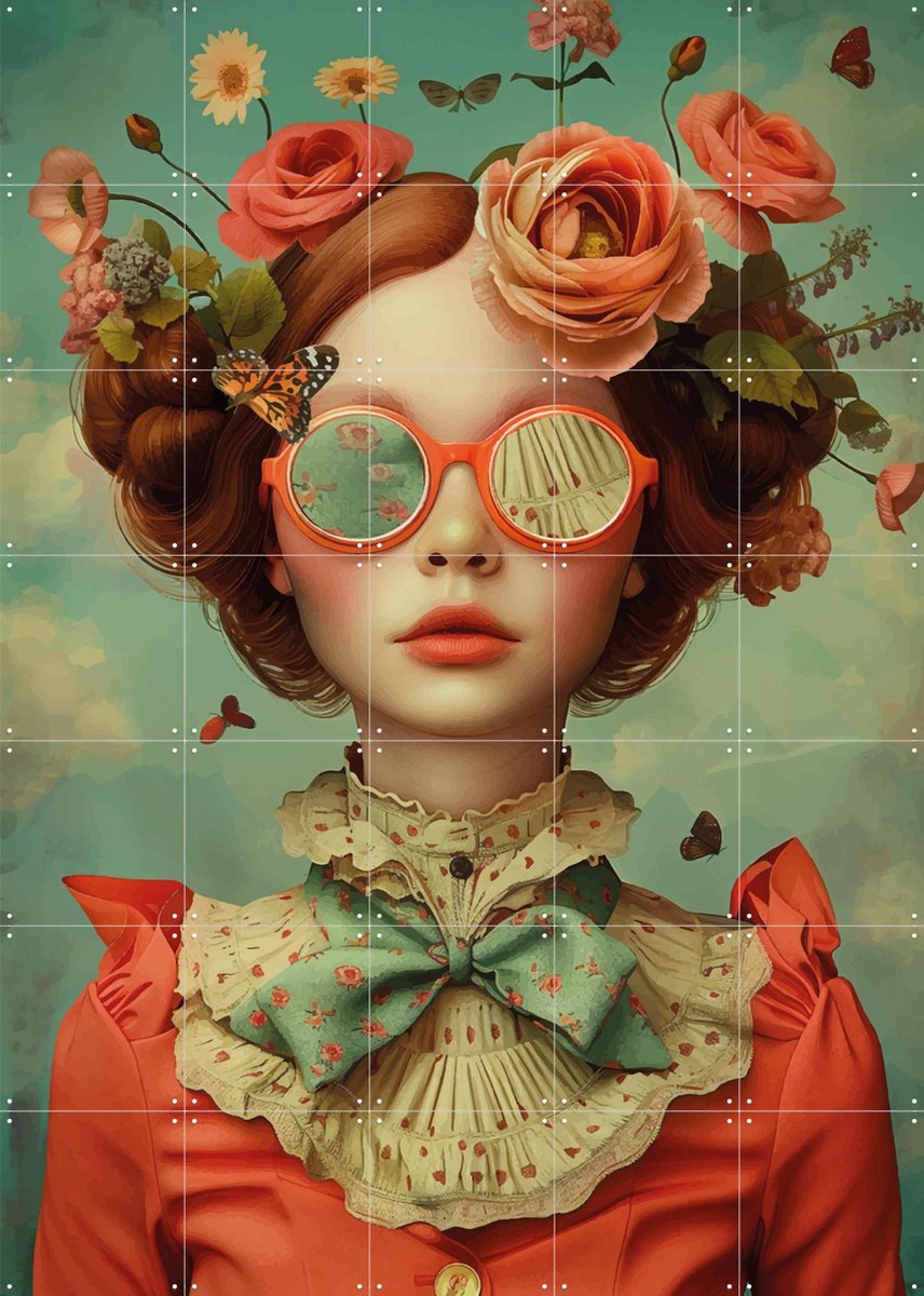 IXXI June, Mirjam Duizendstra - 100 x 140 cm - Gratis ophangtool - Grote wanddecoratie en posters - Surrealisme, Illustraties, Speels, Fantasierijk