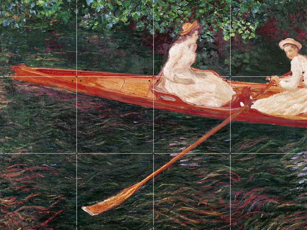 IXXI Boating on River Epte, Claude Monet & Bridgeman Images - 80 x 60 cm - Gratis ophangtool - Grote wanddecoratie en posters - Impressionisme