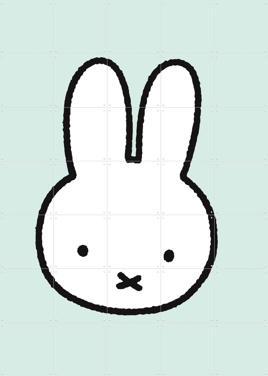 IXXI Hallo Nijntje Groen, Nijntje - 100 x 140 cm - Gratis ophangtool - Grote wanddecoratie en posters - Cartoonesk, Illustraties, Minimalisme, Speels