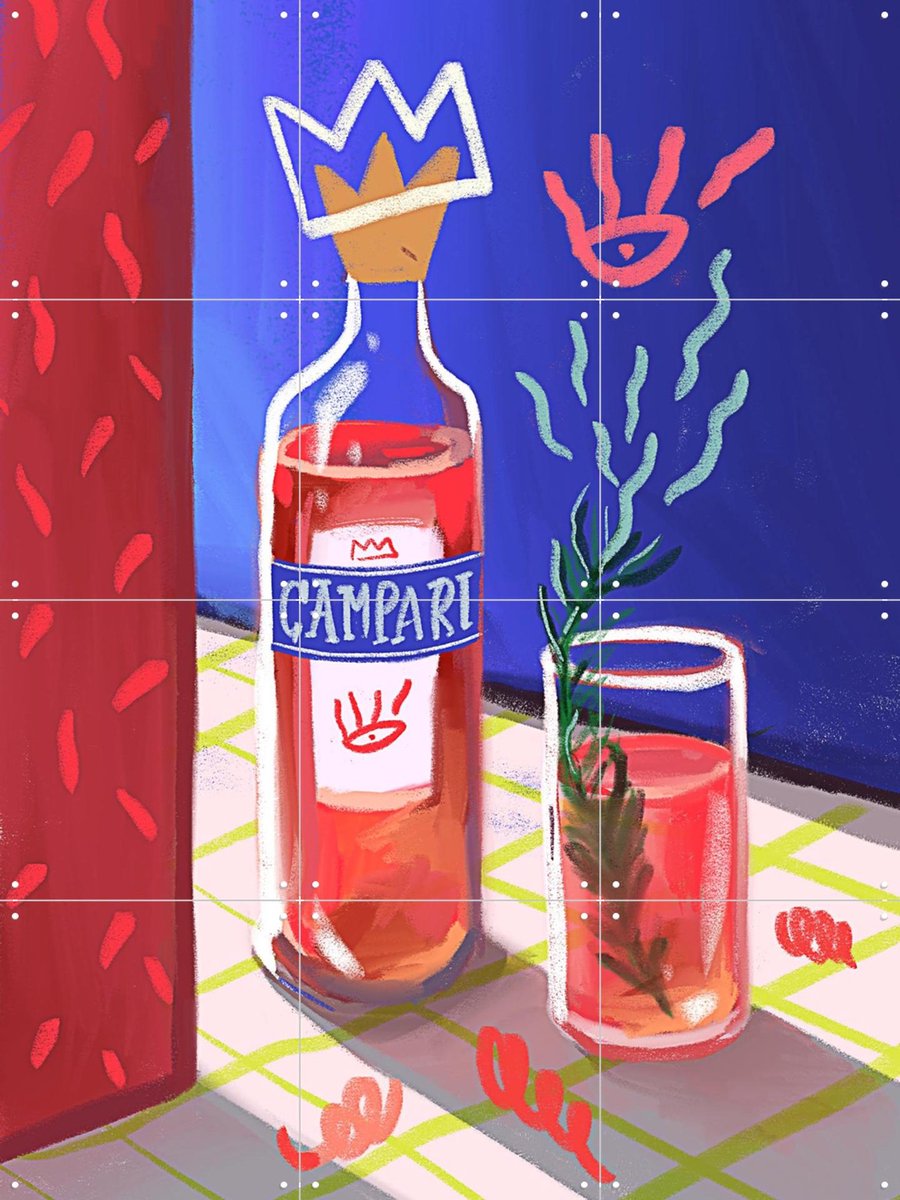 IXXI Campari, Pop-art by Tadej - 60 x 80 cm - Gratis ophangtool - Grote wanddecoratie en posters - Pop art, Digitale Kunst, Illustraties, Kleurrijk