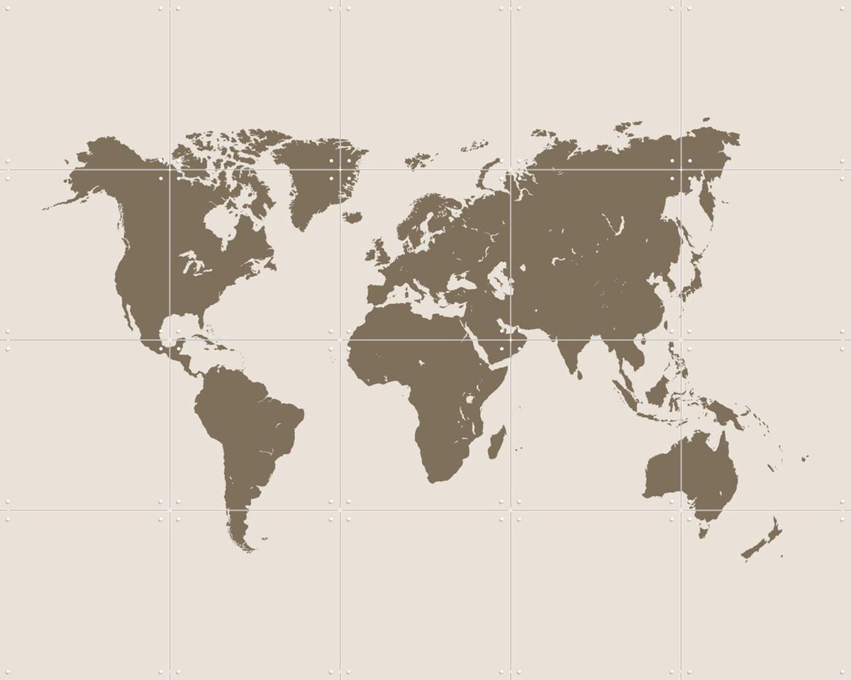IXXI World Map gold, Kunst in Kaart - 100 x 80 cm - Gratis ophangtool - Grote wanddecoratie en posters - Minimalisme, Abstract, Geometrische Kunst