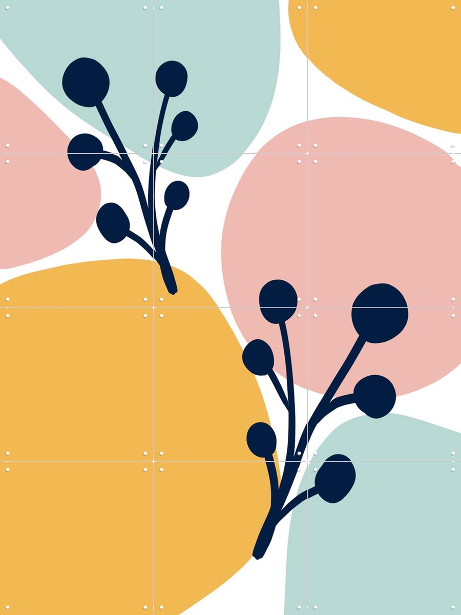 IXXI Pastel Twigs, BAINAI - 60 x 80 cm - Gratis ophangtool - Grote wanddecoratie en posters Kinderkamer, Kinderen