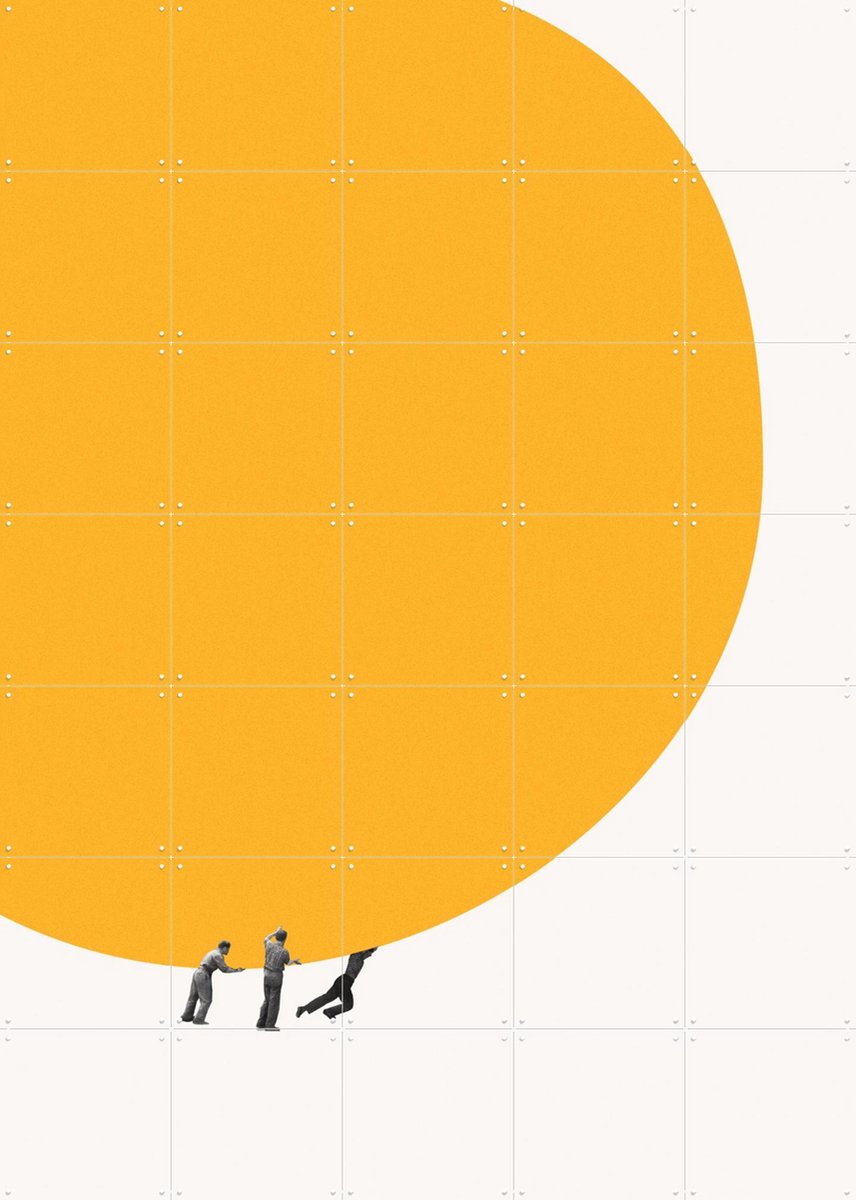 IXXI Pull out the Sun, Maarten Léon - 100 x 140 cm - Gratis ophangtool - Grote wanddecoratie en posters - Grafisch Ontwerp, Minimalisme, Geometrische